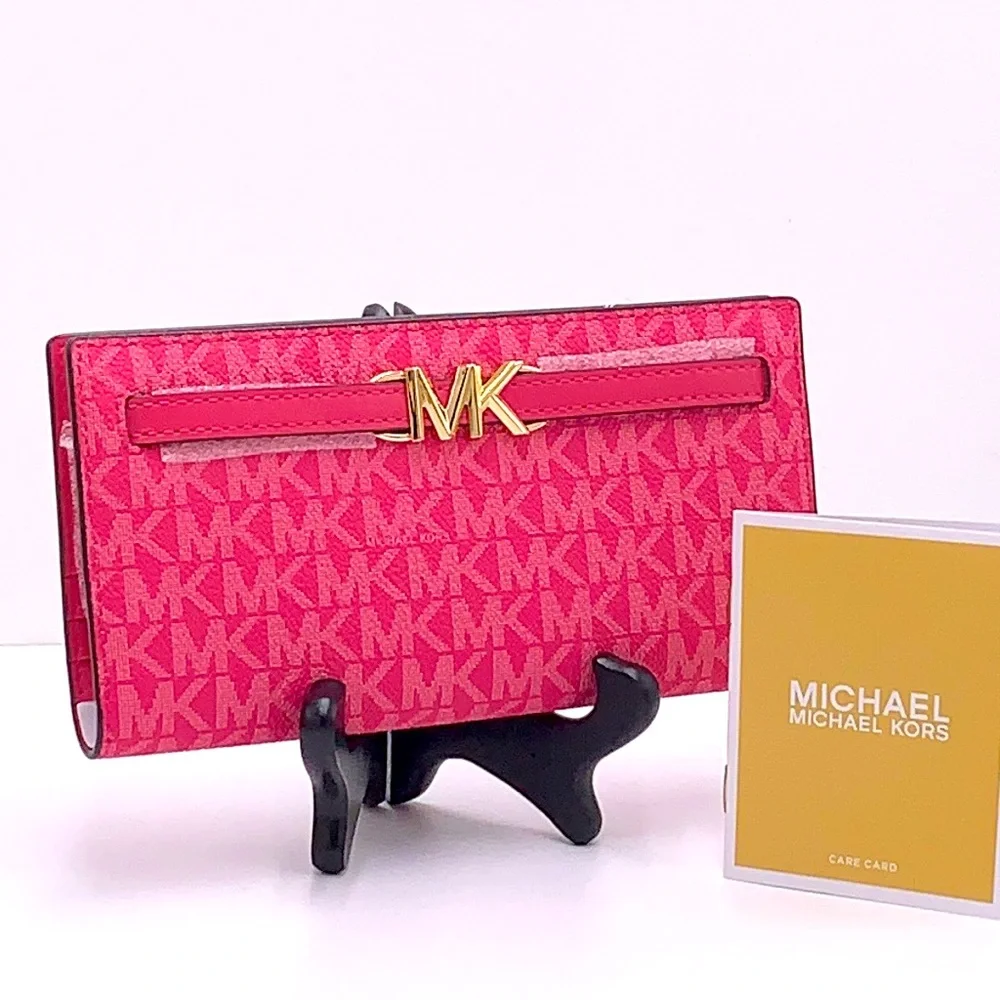 MICHAEL KORS Reed Large Snap Signature Wallet MK Logo